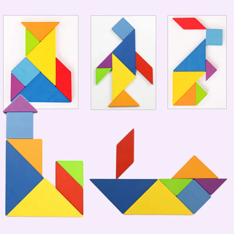 Puzzle 3d Éducatif Tangram Montessori en bois | BRAIN-TEASER™